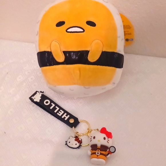 Gudetama squishmallow & hello kitty keychain - Picture 1 of 4